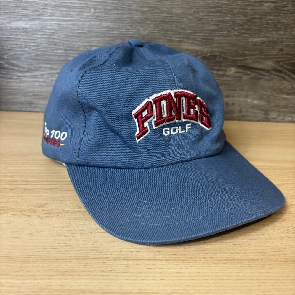 Pines‎ Golf Course Hat Cap Strap Back Blue Golf Golfing Adjustable